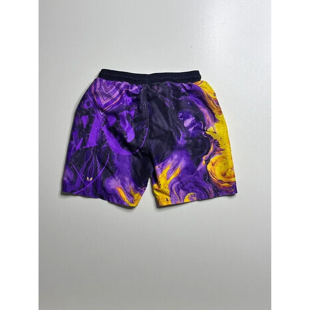 NBA Los Angeles Lakers Boys Shorts Marble Print Purple Yellow 9-10yrs 140cm